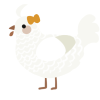 A white chicken with a lace pattern