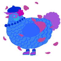 A mist and rose chicken with a lace pattern