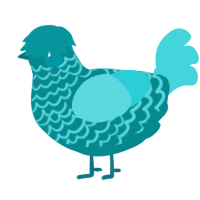 A teal and aqua chicken with a lace pattern