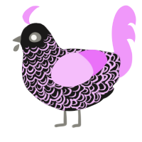 A sable and lavender chicken with a double-lace pattern
