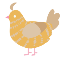 A honey and beige chicken with a bar pattern