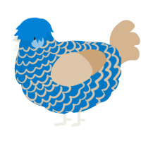 A sapphire and beige chicken with a lace pattern