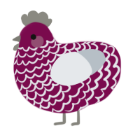 A wine and mist chicken with a lace pattern