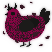 A maroon and sable chicken with a double-lace pattern