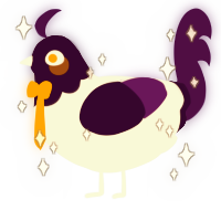 A black and gluppy chicken with a head pattern