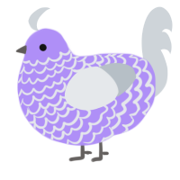 A lilac and mist chicken with a lace pattern