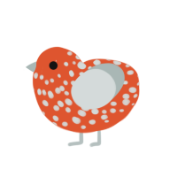 knuckles, a vermilion and silver chicken with a speckle pattern