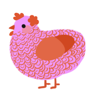 A lavender and vermilion chicken with a double-lace pattern