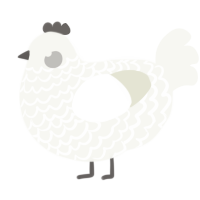 A white chicken with a lace pattern