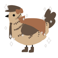 A beige and bark chicken with a half-bar pattern