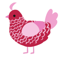 A crimson and pink chicken with a lace pattern