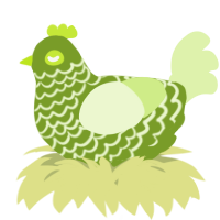 A chartreuse and apple chicken with a lace pattern