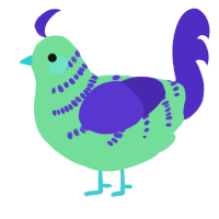 A spring and indigo chicken with a half-bar pattern