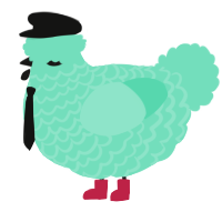 A mint chicken with a lace pattern