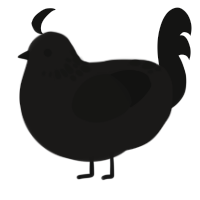 A sable and black chicken with a neck-speckle pattern