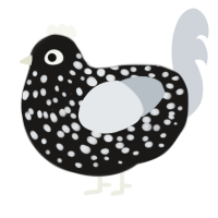 A sable and mist chicken with a speckle pattern