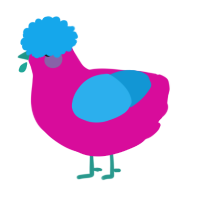 A fuchsia and sky chicken