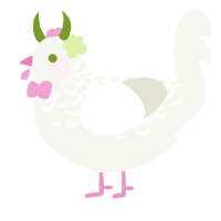 A white chicken with a half-lace pattern