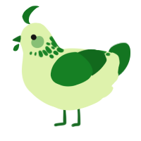 A apple and leaf chicken with a neck-speckle pattern
