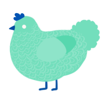 A mint chicken with a double-lace pattern