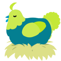 A sea and lime chicken with a head pattern