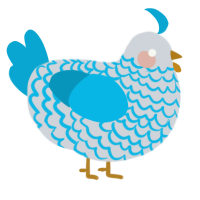 A mist and cerulean chicken with a lace pattern