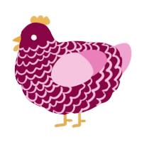 A maroon and pink chicken with a lace pattern