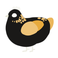 A sable and honey chicken with a neck-speckle pattern