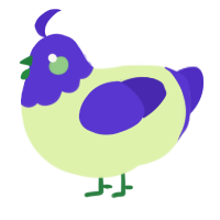A apple and indigo chicken with a head pattern