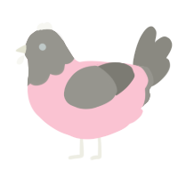 A rose and ash chicken with a head pattern