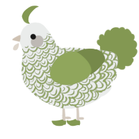 A silver and chartreuse chicken with a double-lace pattern