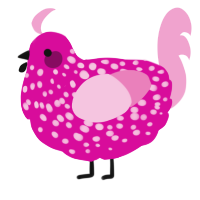 A fuchsia and pink chicken with a speckle pattern