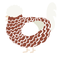 A russet and white chicken with a lace pattern