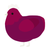 A wine and maroon chicken with a head pattern