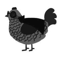 A grey and silver chicken with a lace pattern
