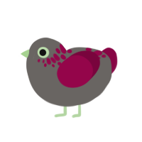 Crimson, a grey and maroon chicken with a neck-speckle pattern