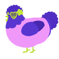 A lavender and indigo chicken with a head pattern
