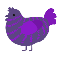A overcast and violet chicken with a bar pattern