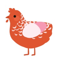 A vermilion and rose chicken with a half-lace pattern