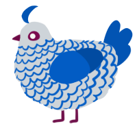 A mist and ultramarine chicken with a lace pattern
