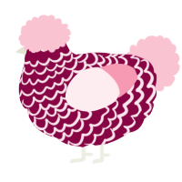 A maroon and rose chicken with a lace pattern