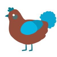 A russet and cerulean chicken