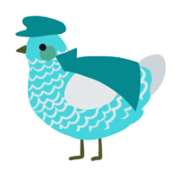 A aqua and mist chicken with a lace pattern