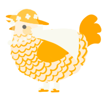 A cream and orange chicken with a lace pattern