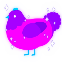 A amethyst and violet chicken with a head pattern