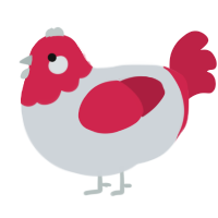 A mist and crimson chicken with a head pattern