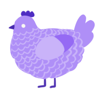 A lilac chicken with a lace pattern