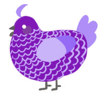 A violet and lilac chicken with a lace pattern