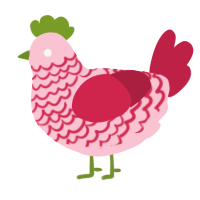 A rose and crimson chicken with a lace pattern