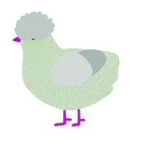 A gluppy and silver chicken with a double-lace pattern